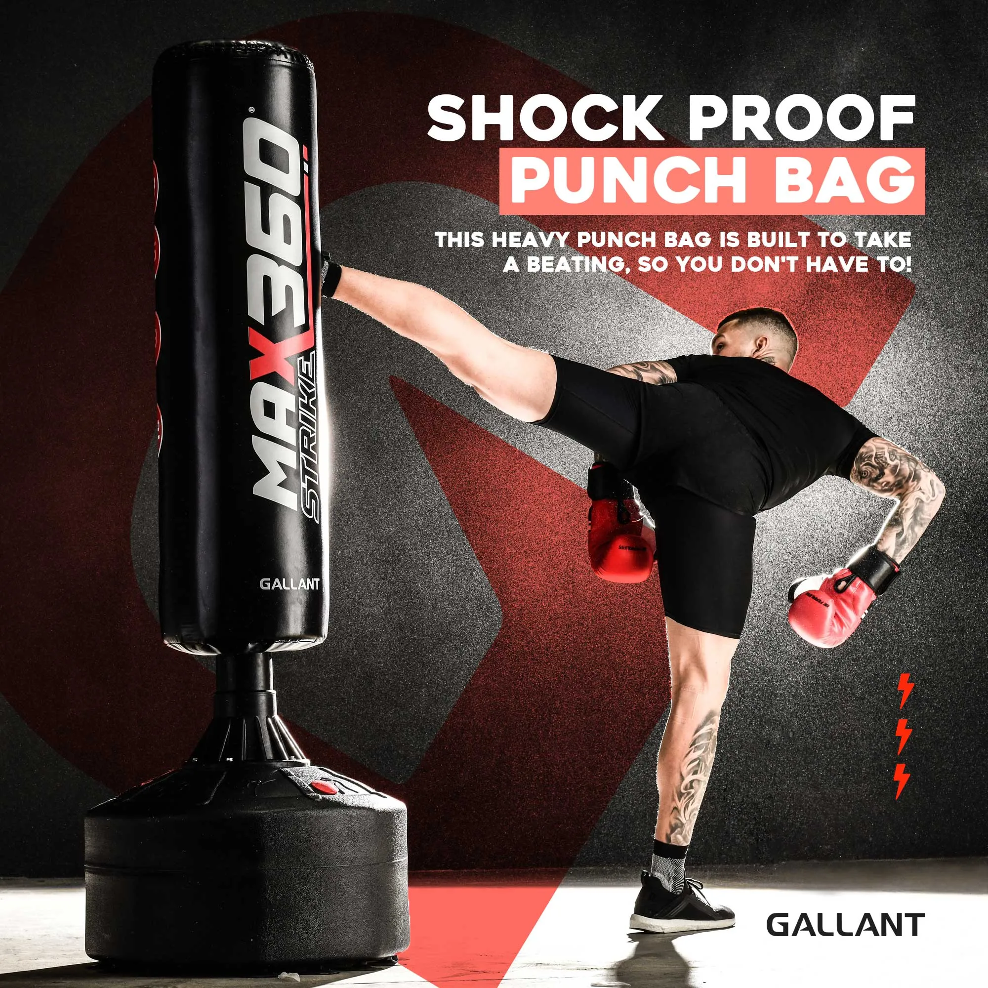 6ft Black Heavy Free-Standing Max360 Punchbag