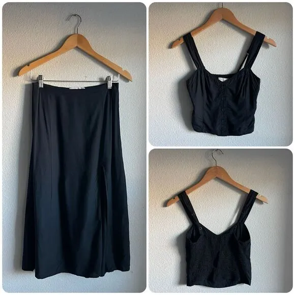 Abercrombie &amp; Fitch Slit Midi Skirt and Tank Set in Black