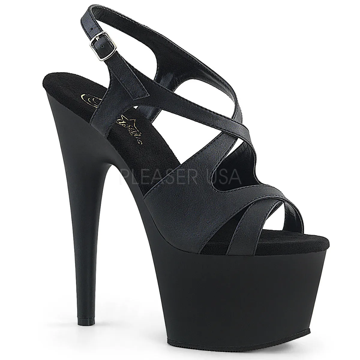 ADORE-730  Black Faux Leather/Black Matte