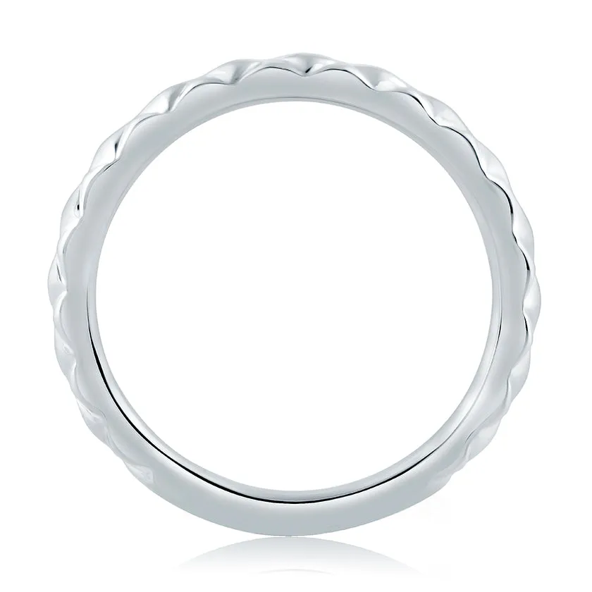 A.Jaffe Quilted Pattern Solitaire Wedding Band MR2192Q/PL