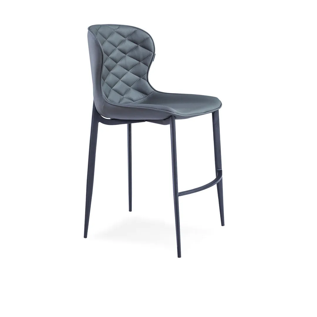 Albert Upholstered Bar & Counter Stool Upper Square™ Base Color: Black, Upholstery Color: Gray Seat Height: Counter Stool (24” Seat Height)
