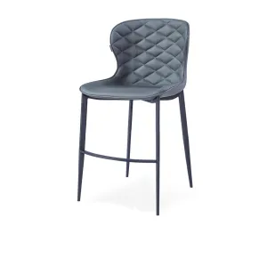 Albert Upholstered Bar & Counter Stool Upper Square™ Base Color: Black, Upholstery Color: Gray Seat Height: Counter Stool (24” Seat Height)