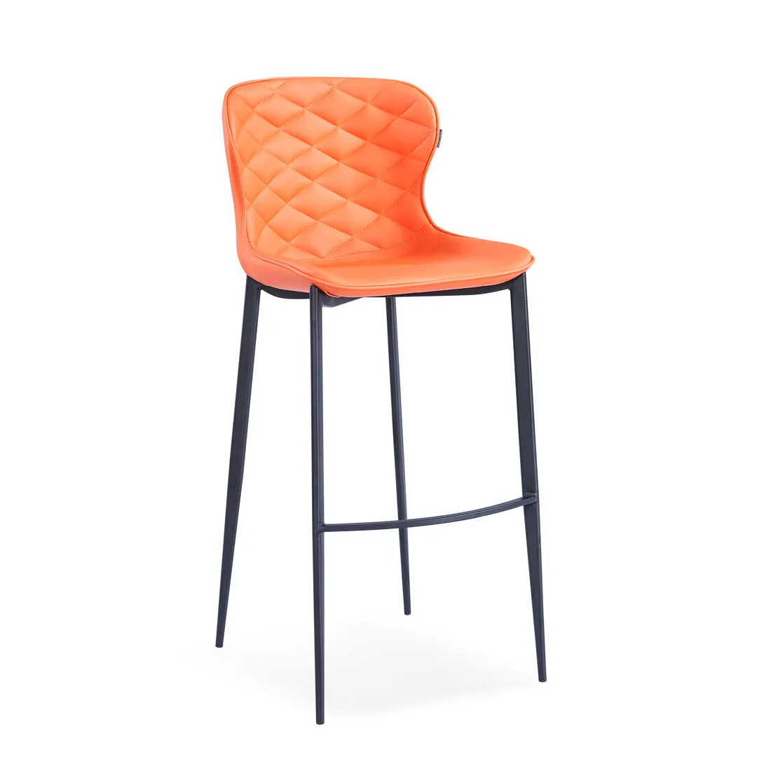Albert Upholstered Bar & Counter Stool Upper Square™ Base Color: Black, Upholstery Color: Orange Seat Height: Counter Stool (24” Seat Height)
