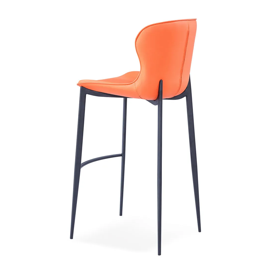 Albert Upholstered Bar & Counter Stool Upper Square™ Base Color: Black, Upholstery Color: Orange Seat Height: Counter Stool (24” Seat Height)