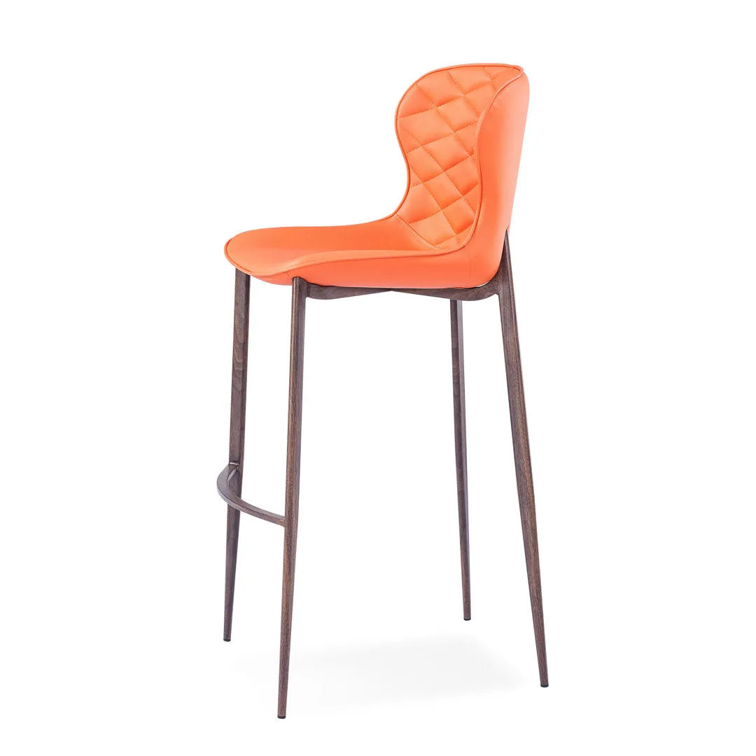 Albert Upholstered Bar & Counter Stool Upper Square™ Base Color: Black, Upholstery Color: Orange Seat Height: Counter Stool (24” Seat Height)