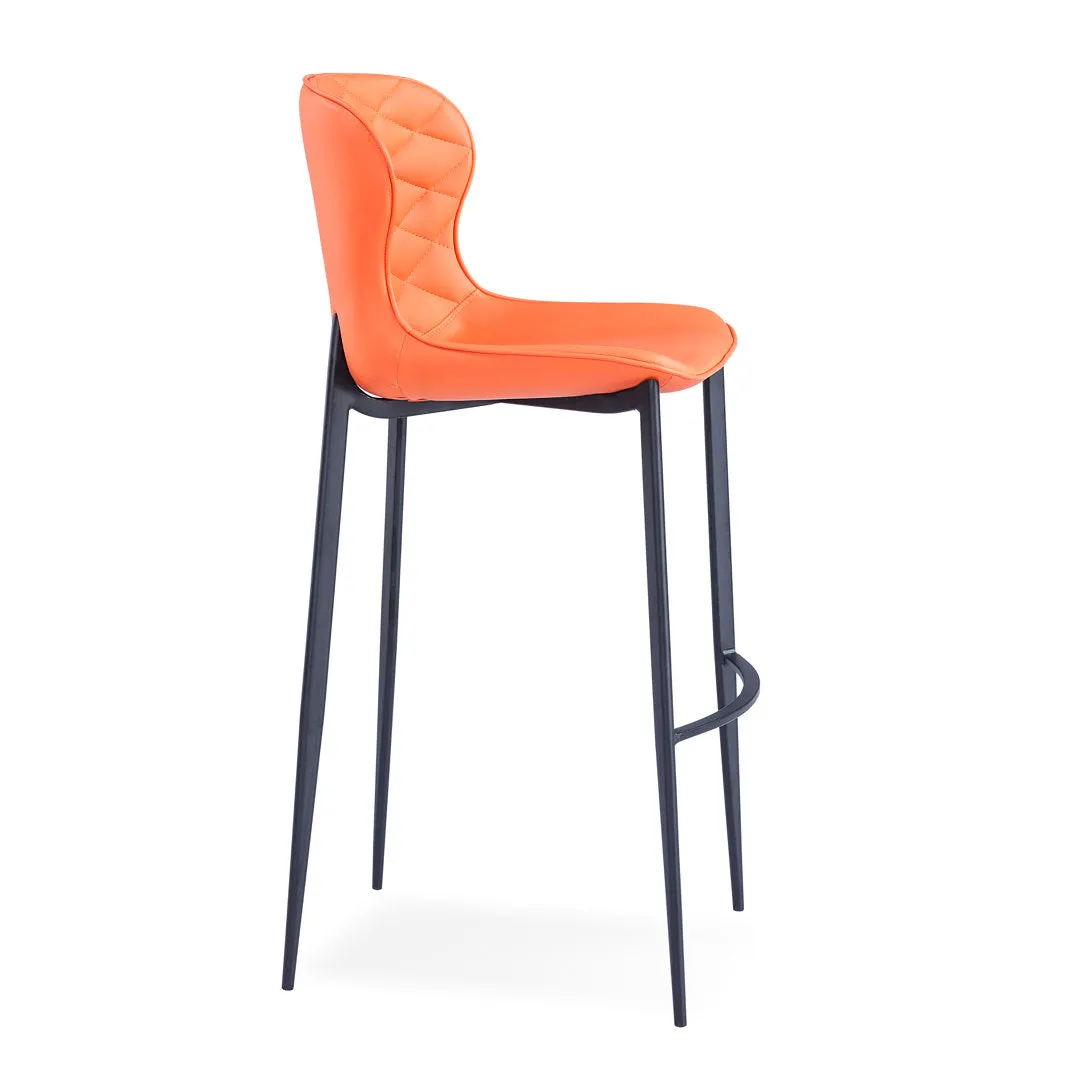 Albert Upholstered Bar & Counter Stool Upper Square™ Base Color: Black, Upholstery Color: Orange Seat Height: Counter Stool (24” Seat Height)