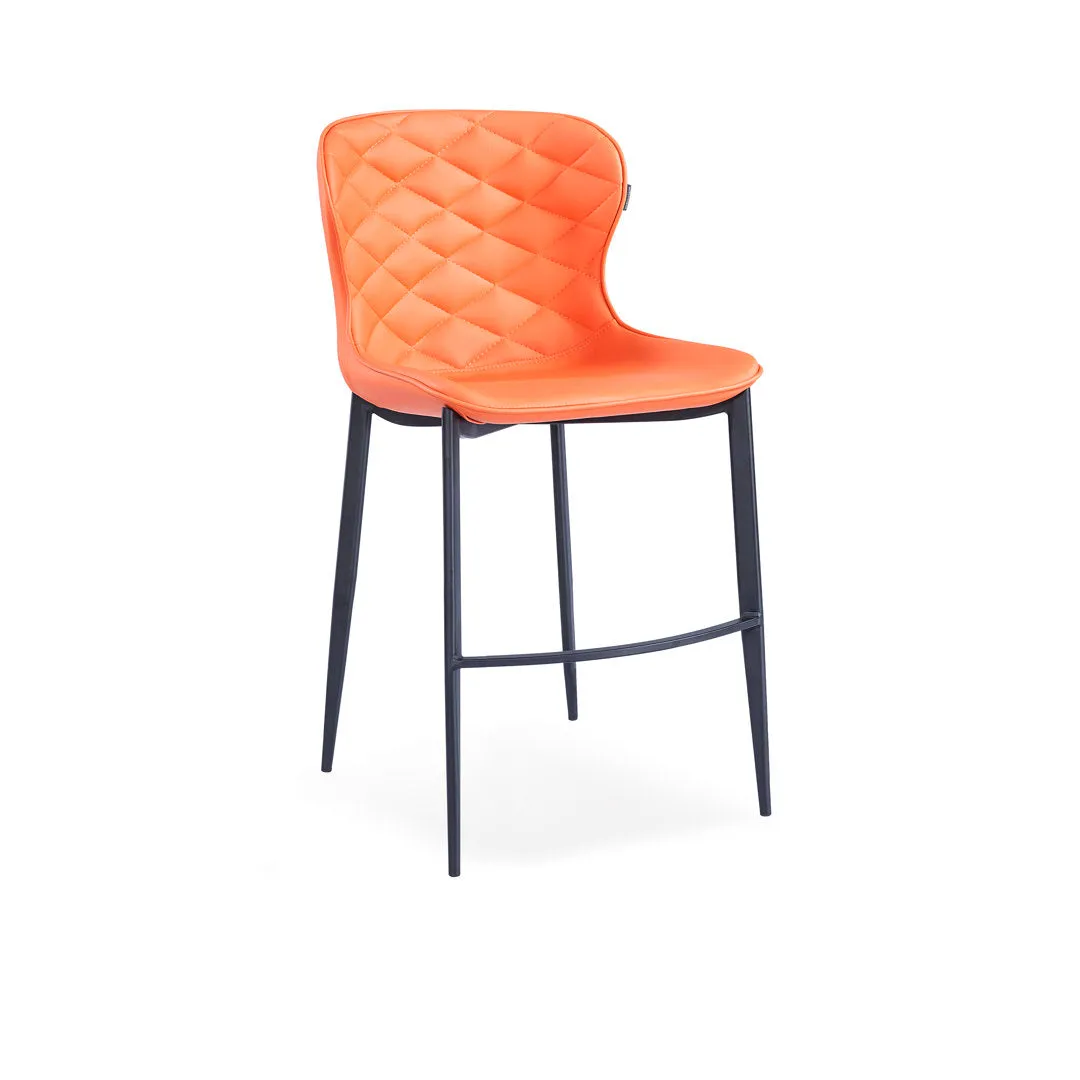 Albert Upholstered Bar & Counter Stool Upper Square™ Base Color: Black, Upholstery Color: Orange Seat Height: Counter Stool (24” Seat Height)