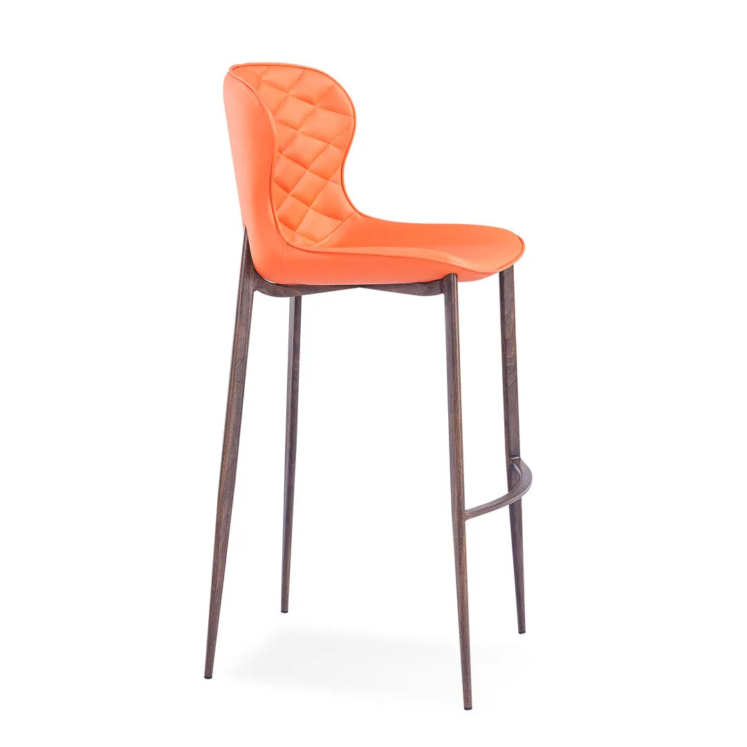 Albert Upholstered Bar & Counter Stool Upper Square™ Base Color: Black, Upholstery Color: Orange Seat Height: Counter Stool (24” Seat Height)
