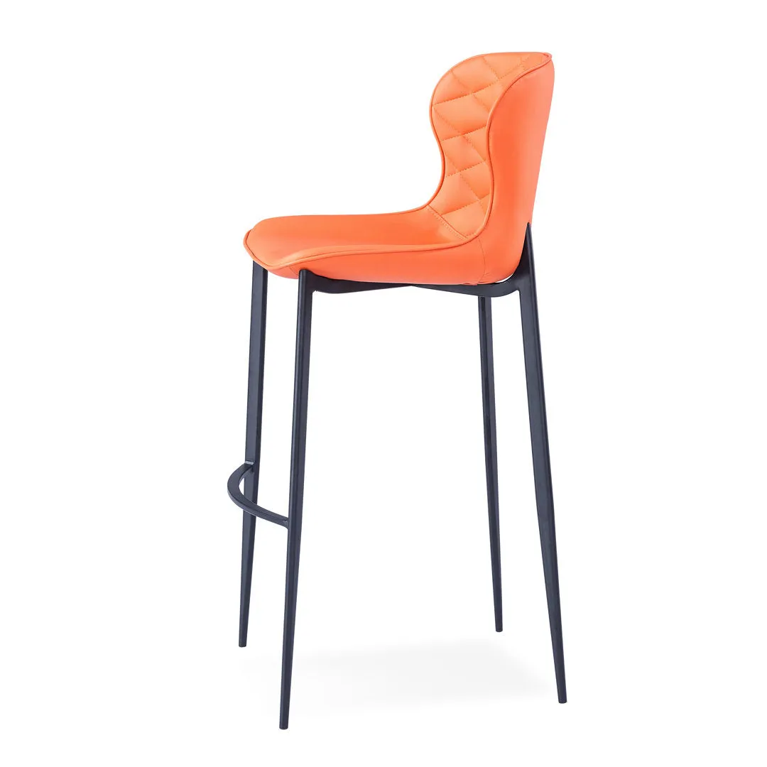 Albert Upholstered Bar & Counter Stool Upper Square™ Base Color: Black, Upholstery Color: Orange Seat Height: Counter Stool (24” Seat Height)