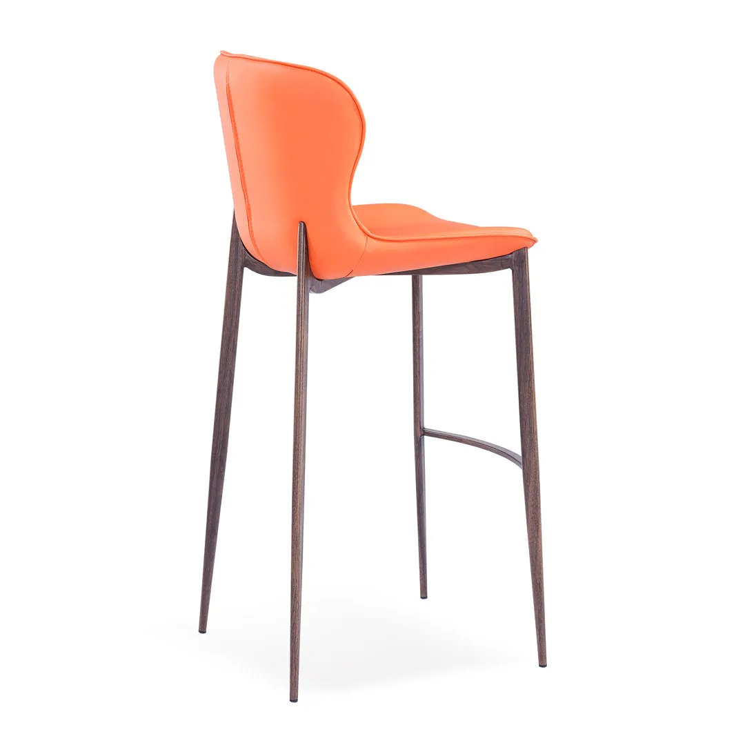 Albert Upholstered Bar & Counter Stool Upper Square™ Base Color: Black, Upholstery Color: Orange Seat Height: Counter Stool (24” Seat Height)