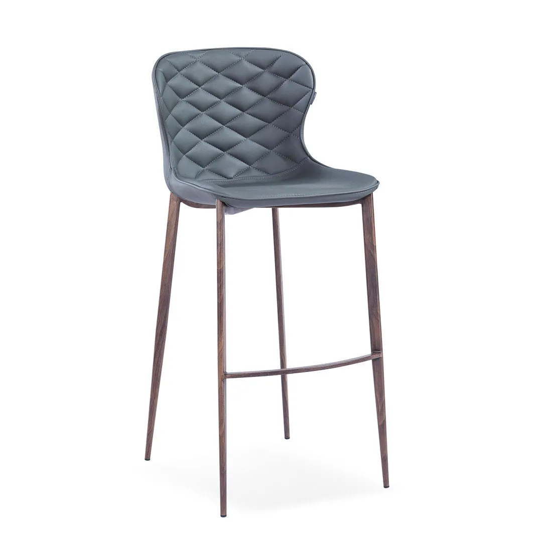 Albert Upholstered Bar & Counter Stool Upper Square™ Upholstery Color: Gray, Base Color: Wood Veneer Seat Height: Counter Stool (24” Seat Height)