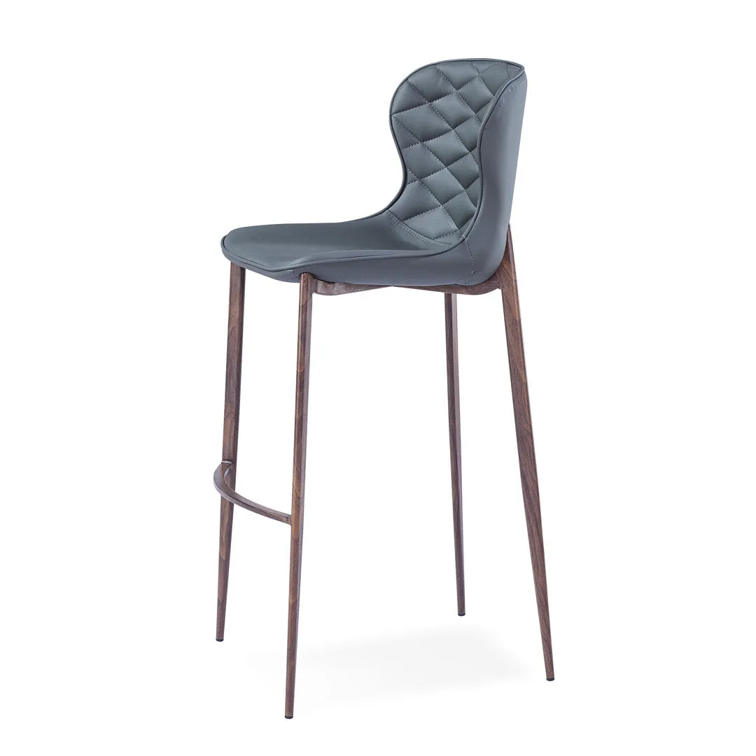 Albert Upholstered Bar & Counter Stool Upper Square™ Upholstery Color: Gray, Base Color: Wood Veneer Seat Height: Counter Stool (24” Seat Height)