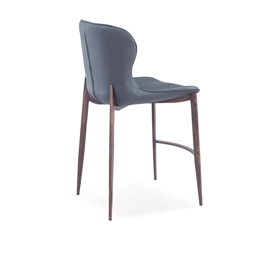 Albert Upholstered Bar & Counter Stool Upper Square™ Upholstery Color: Gray, Base Color: Wood Veneer Seat Height: Counter Stool (24” Seat Height)