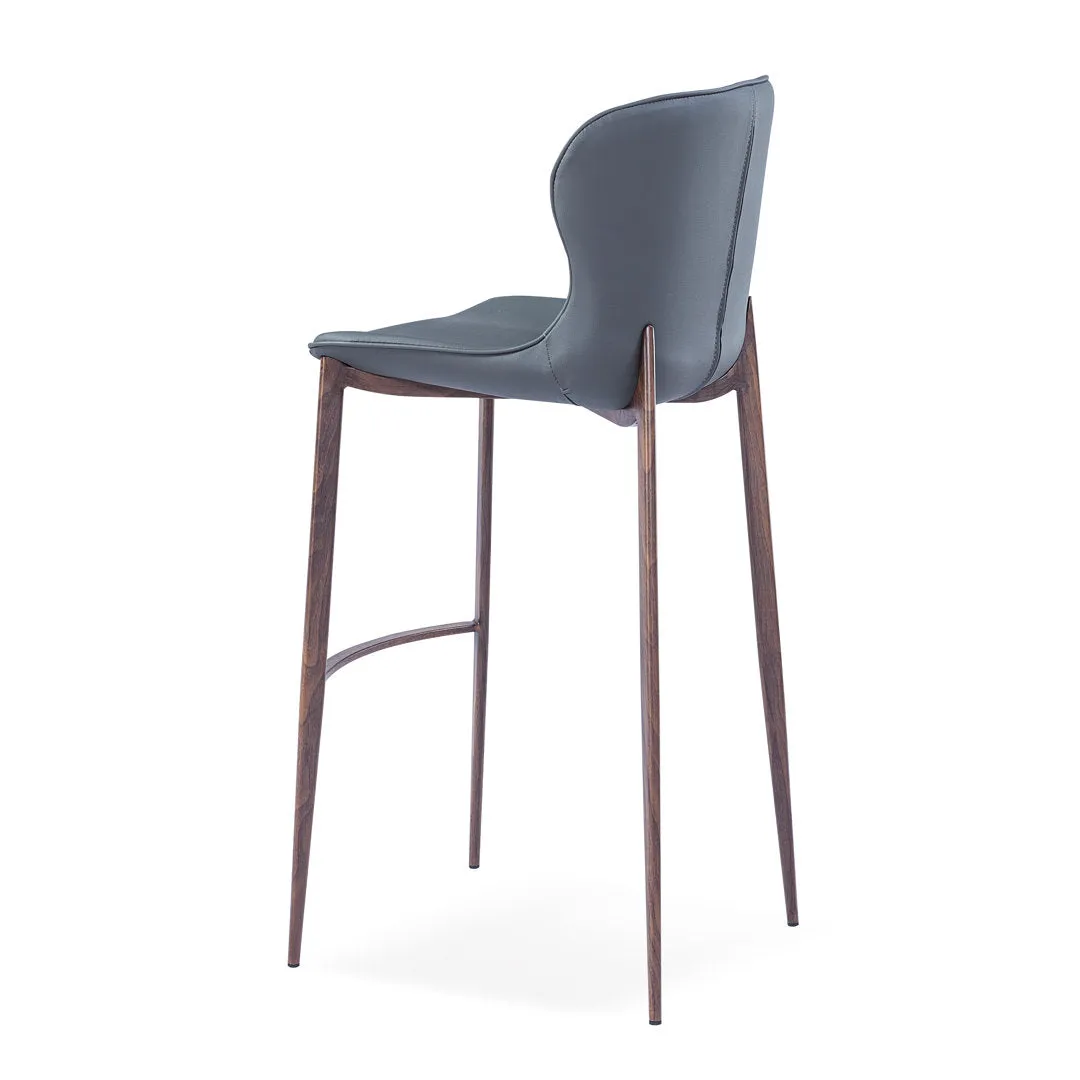 Albert Upholstered Bar & Counter Stool Upper Square™ Upholstery Color: Gray, Base Color: Wood Veneer Seat Height: Counter Stool (24” Seat Height)