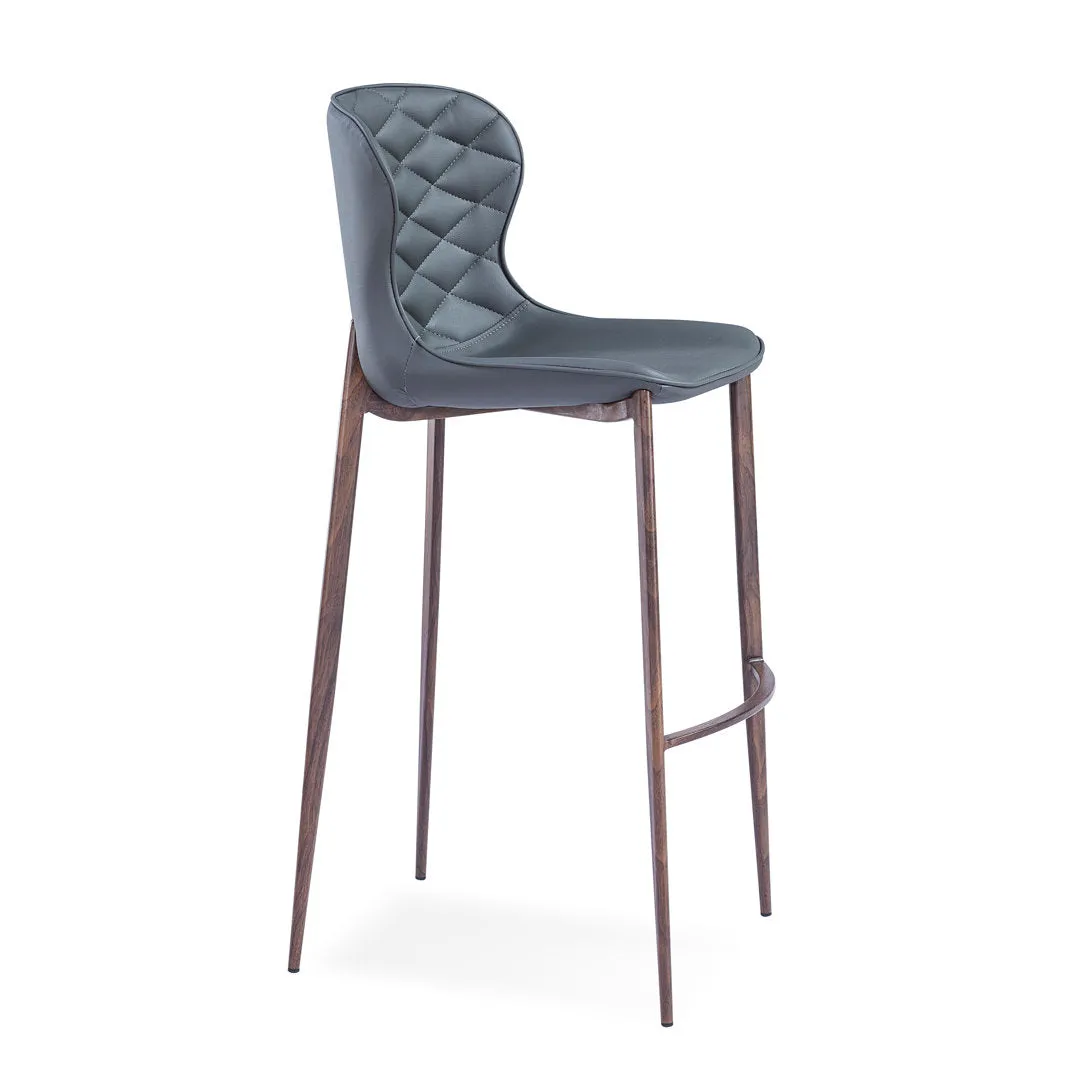 Albert Upholstered Bar & Counter Stool Upper Square™ Upholstery Color: Gray, Base Color: Wood Veneer Seat Height: Counter Stool (24” Seat Height)