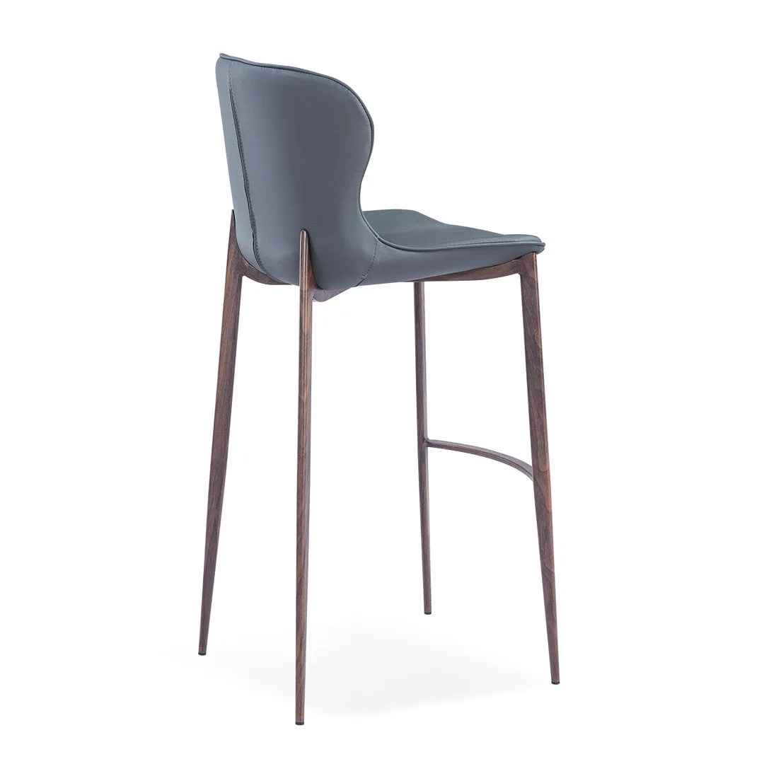 Albert Upholstered Bar & Counter Stool Upper Square™ Upholstery Color: Gray, Base Color: Wood Veneer Seat Height: Counter Stool (24” Seat Height)
