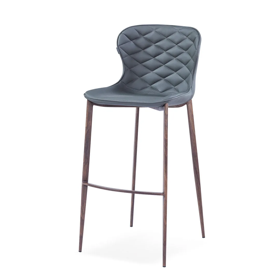 Albert Upholstered Bar & Counter Stool Upper Square™ Upholstery Color: Gray, Base Color: Wood Veneer Seat Height: Counter Stool (24” Seat Height)