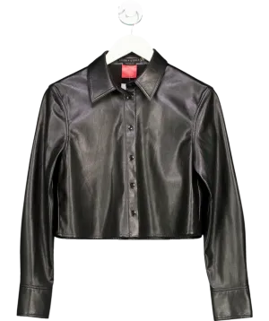 Alice   Olivia Black Faux Leather Cropped Shirt UK S