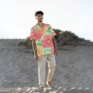 All-Over Print Men's Hawaiian Shirt With Button Closure