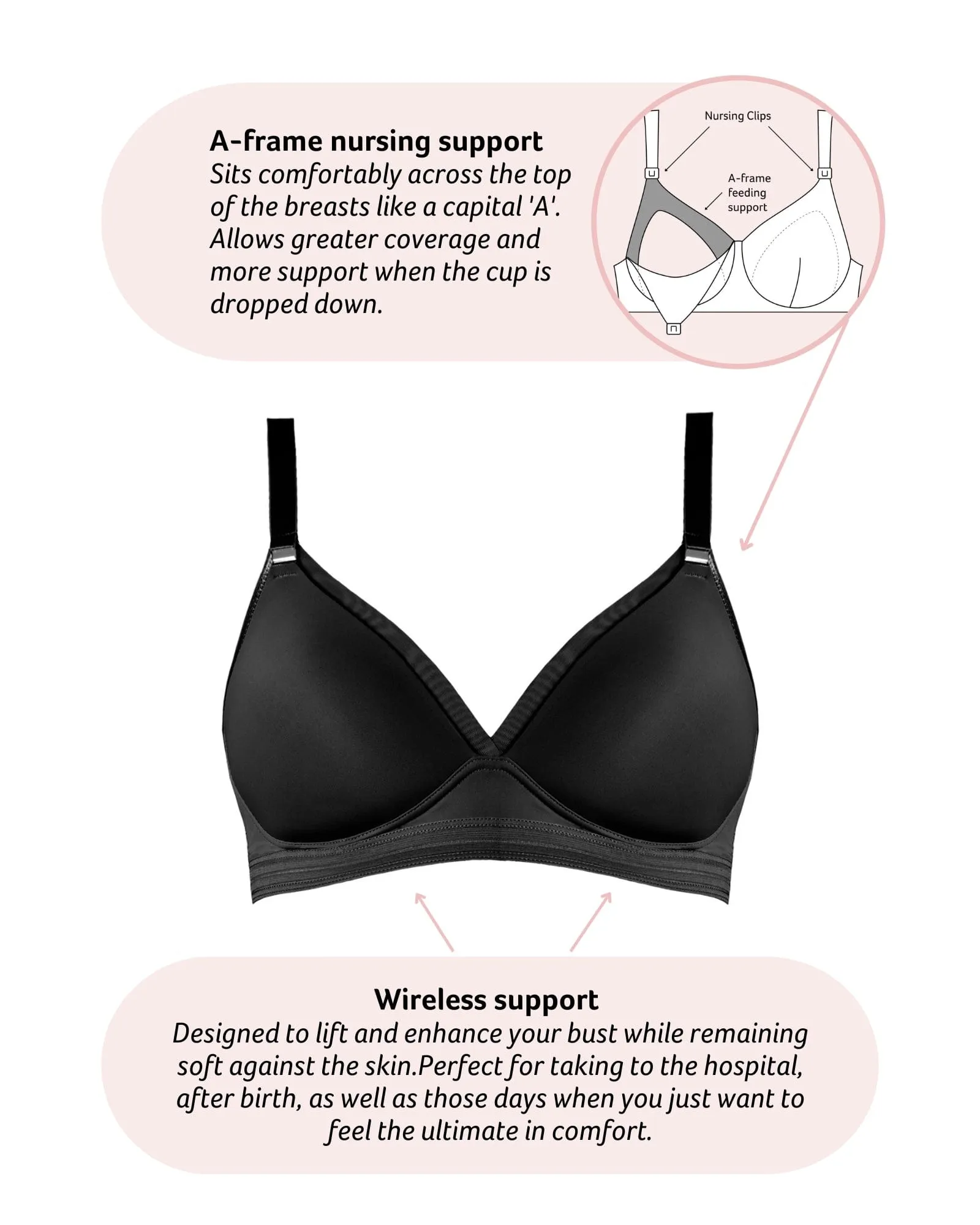 Ambition T-Shirt Nursing Bra - Black
