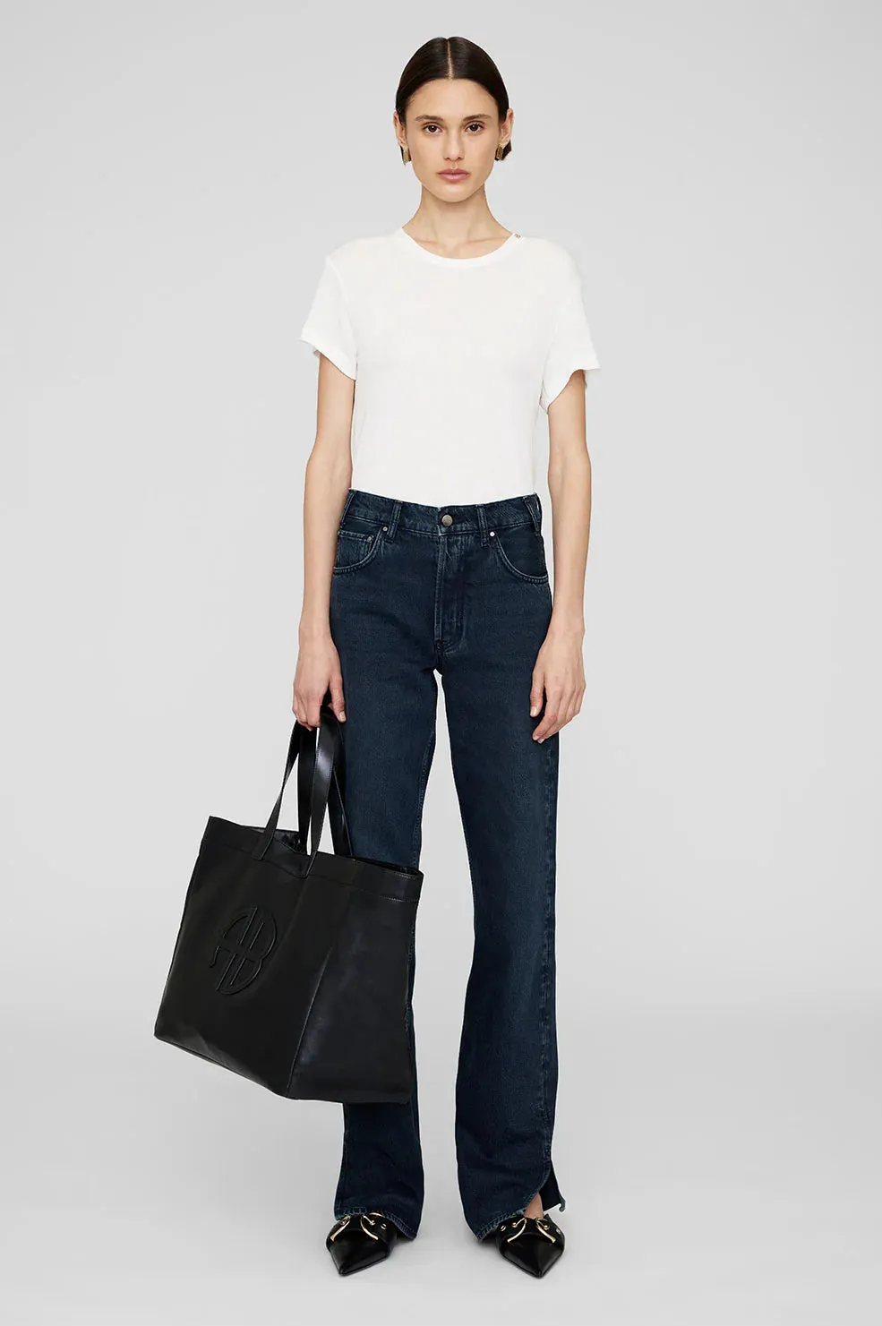 Anine Bing Rio Tote Black Recycled Leather