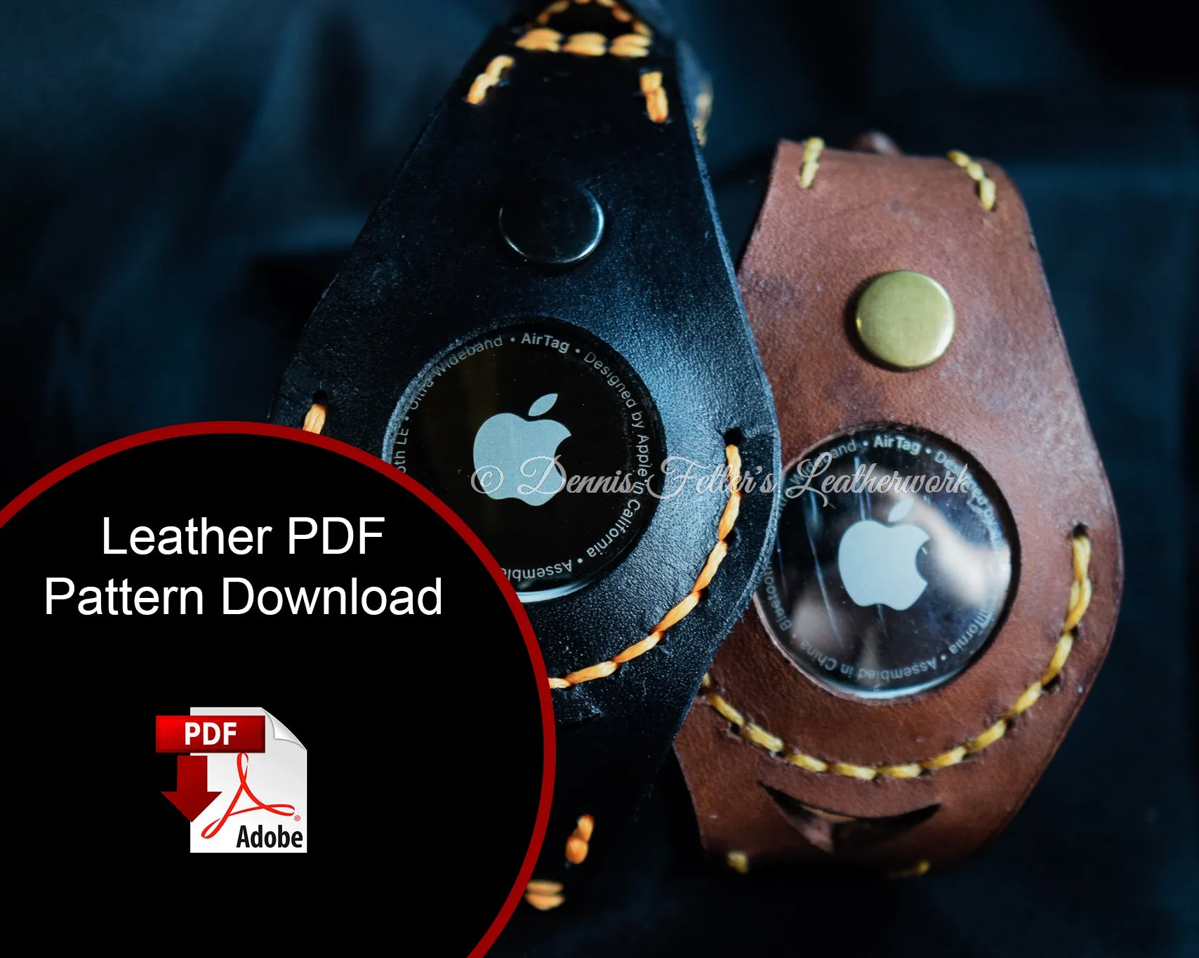 Apple AirTag Leather Pattern wristband and key chain case (Download PDF file)