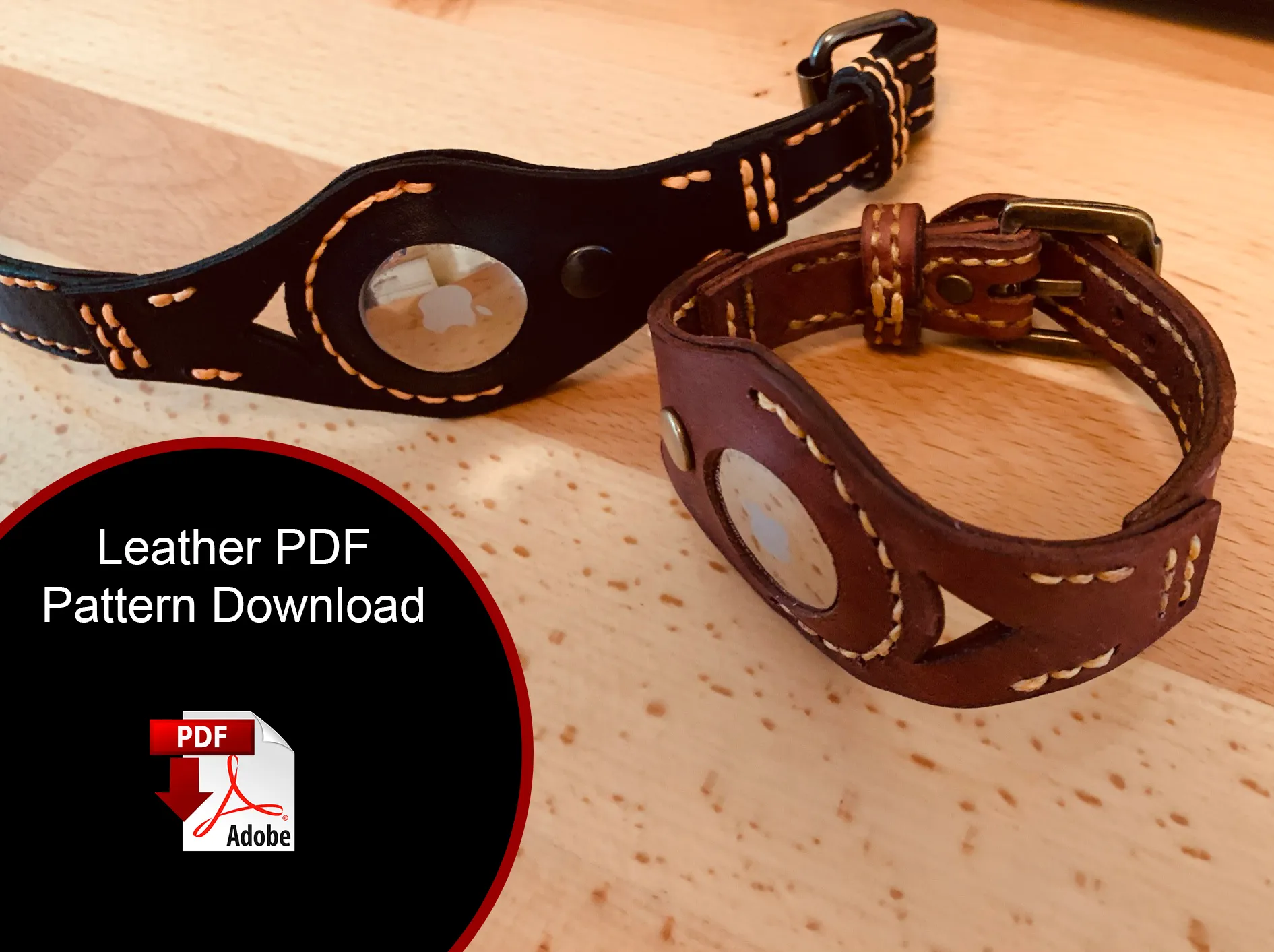 Apple AirTag Leather Pattern wristband and key chain case (Download PDF file)