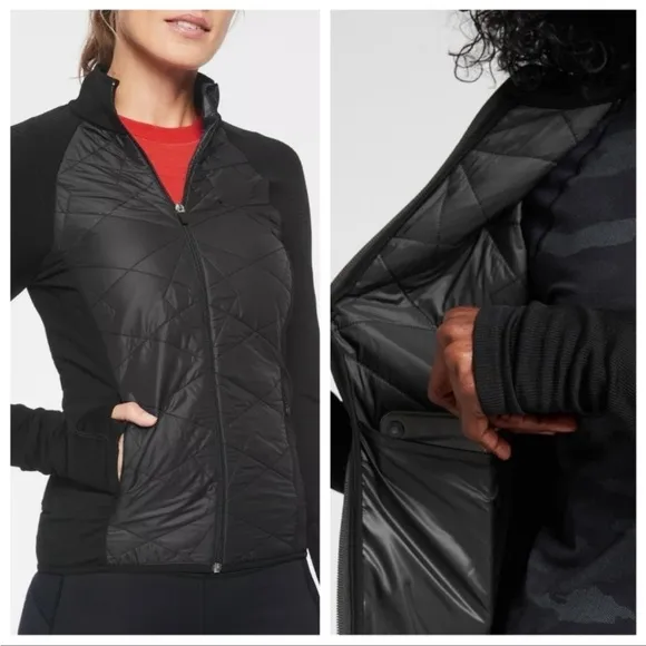 Athleta Insulated Flurry Primaloft Full Zip Quilted Jacket Black Sz M