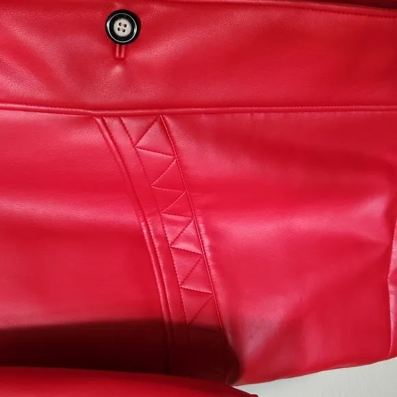 Atlantic Beach Division of Tiger Faux Leather &amp; Fur Coat Red Size 1X