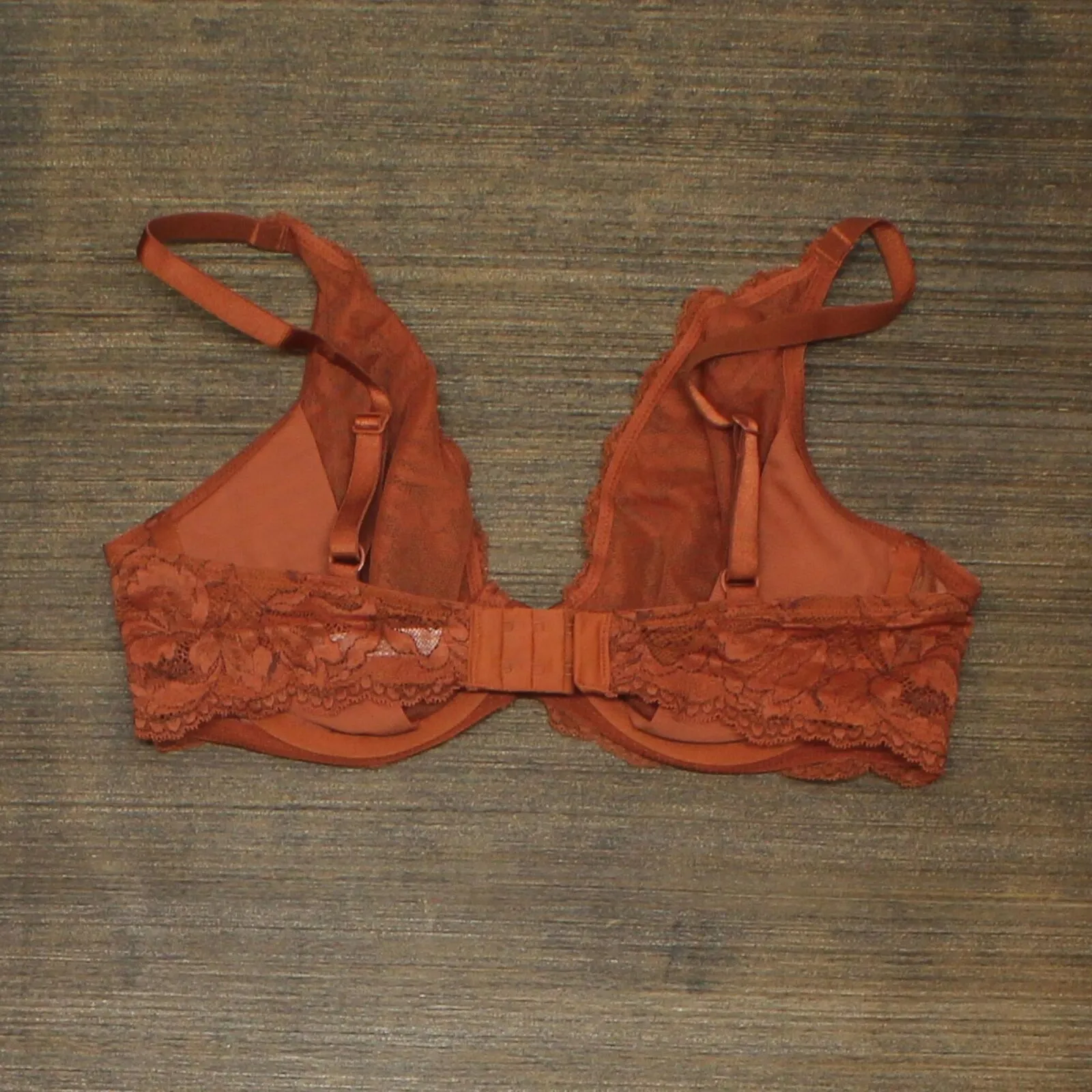 Auden Women Floral Sheer Semi Lined Mesh Bralette 1640cd713586c1 Rust Orange 36C
