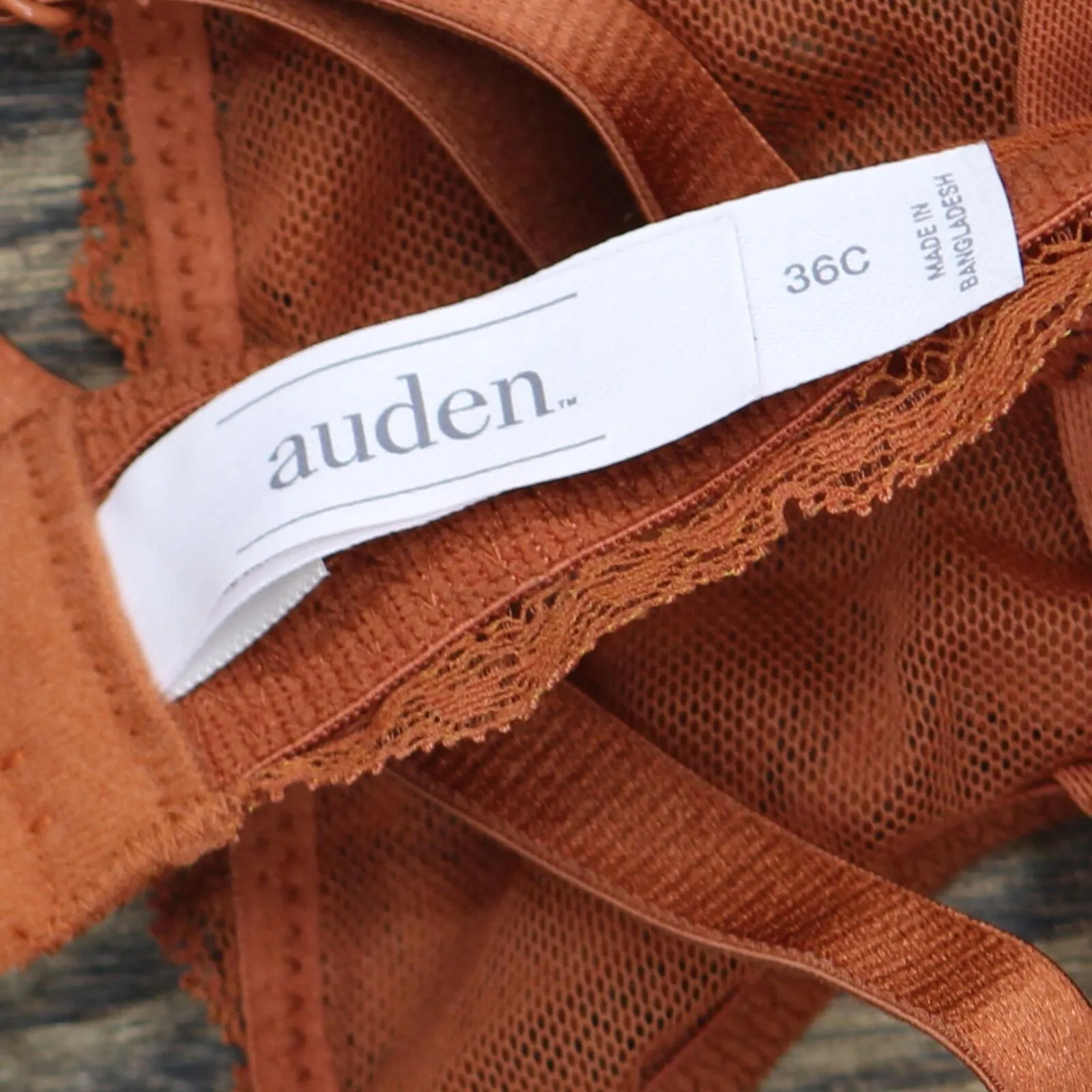 Auden Women Floral Sheer Semi Lined Mesh Bralette 1640cd713586c1 Rust Orange 36C