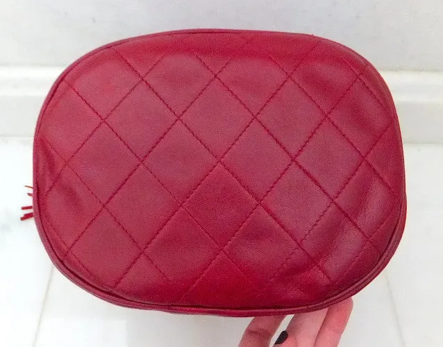 Authentic Chanel Vintage Red Quilted Drawstring