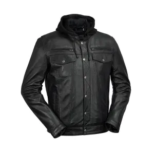 AXEL - MENS'S HOODED LEATHER JACKET