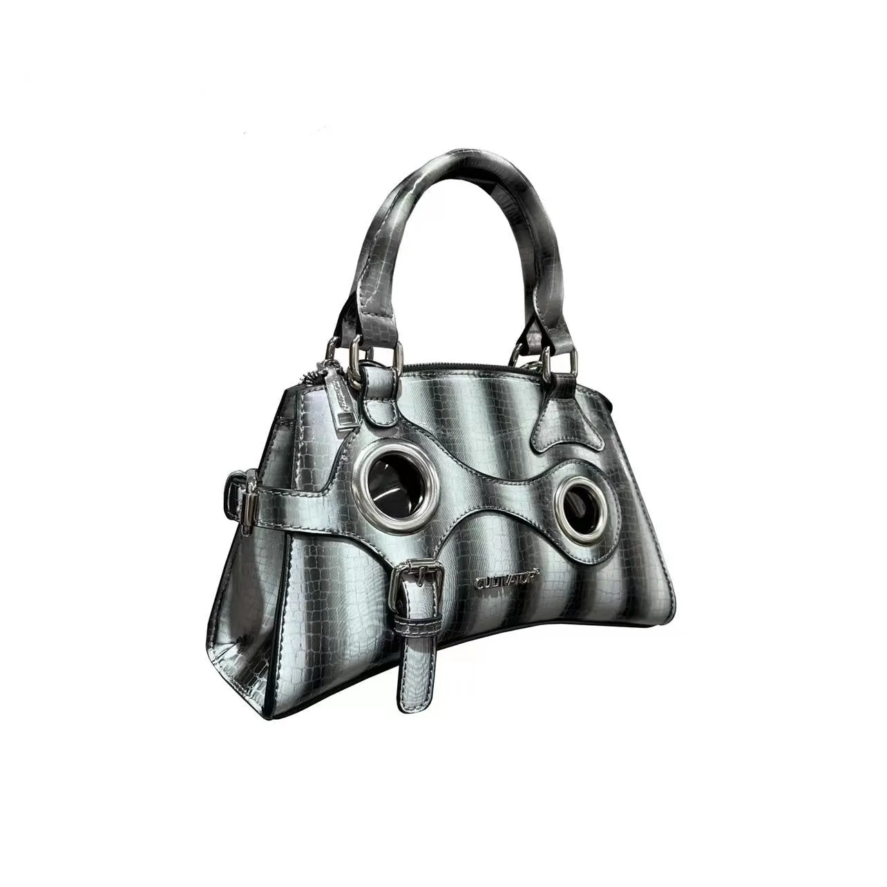 Ayla Faux Leather Snake Skin Gradient Irregular Design Handbag