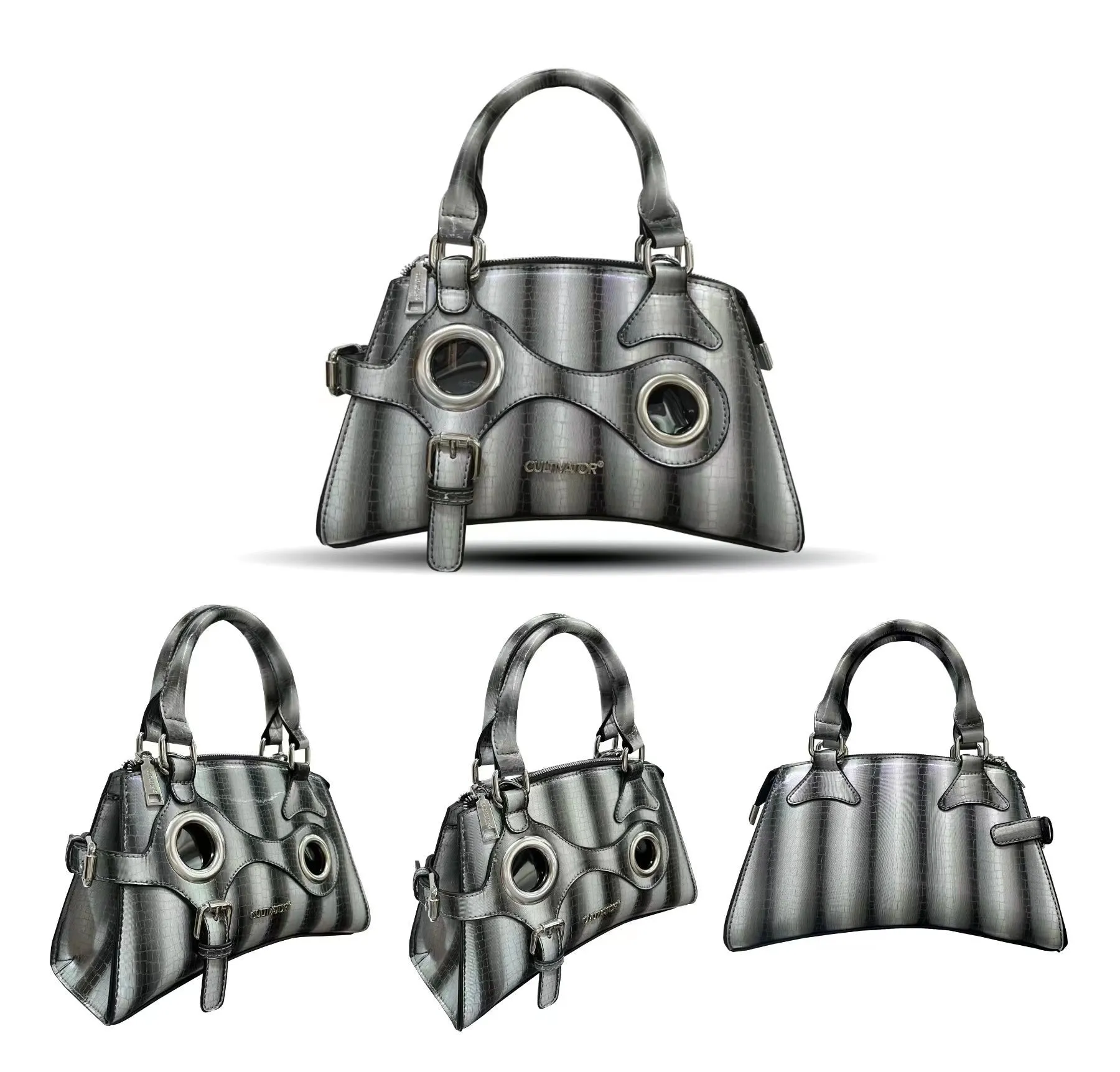 Ayla Faux Leather Snake Skin Gradient Irregular Design Handbag