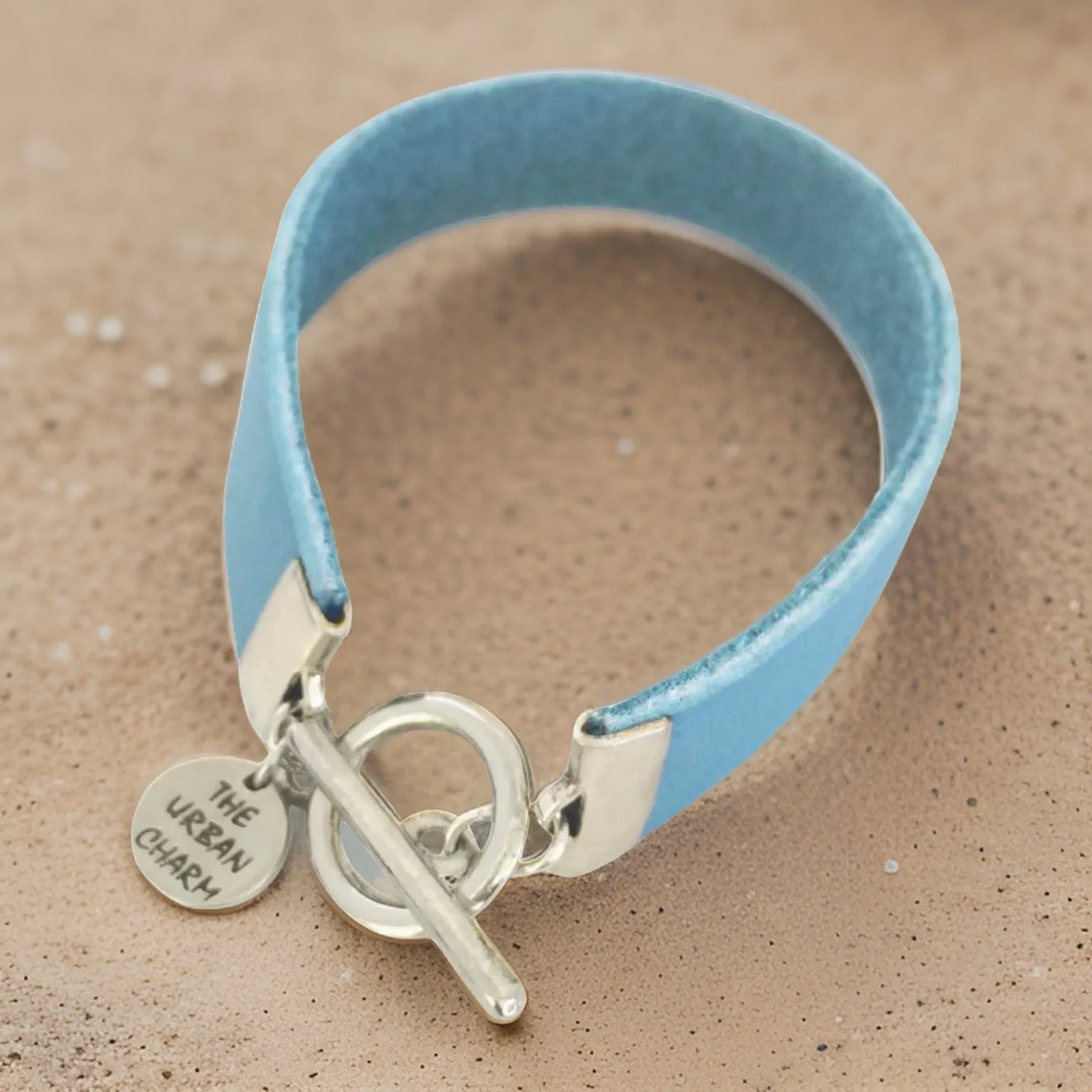 Baby Blue Leather Color Band Bracelet by The Urban Charm