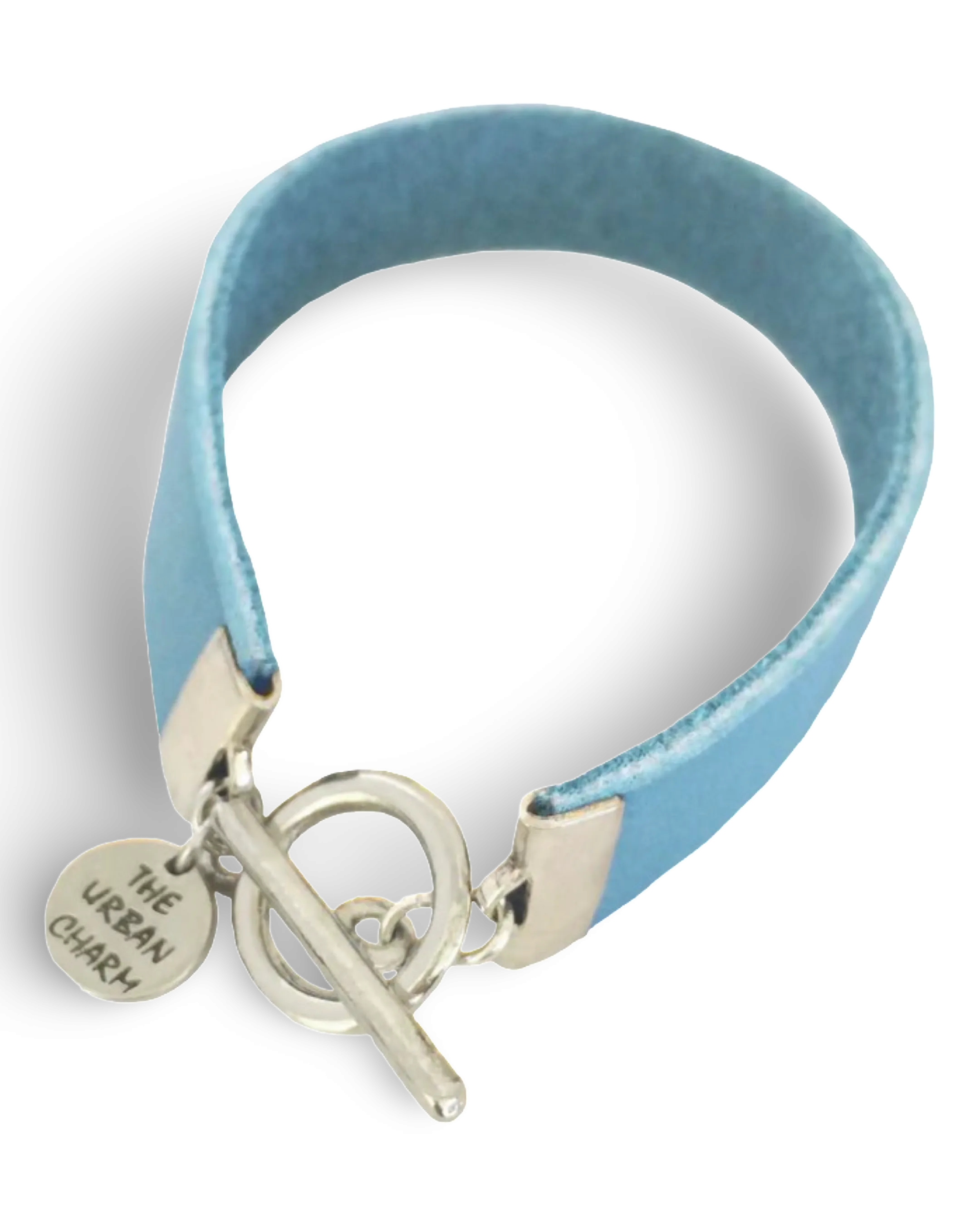 Baby Blue Leather Color Band Bracelet by The Urban Charm