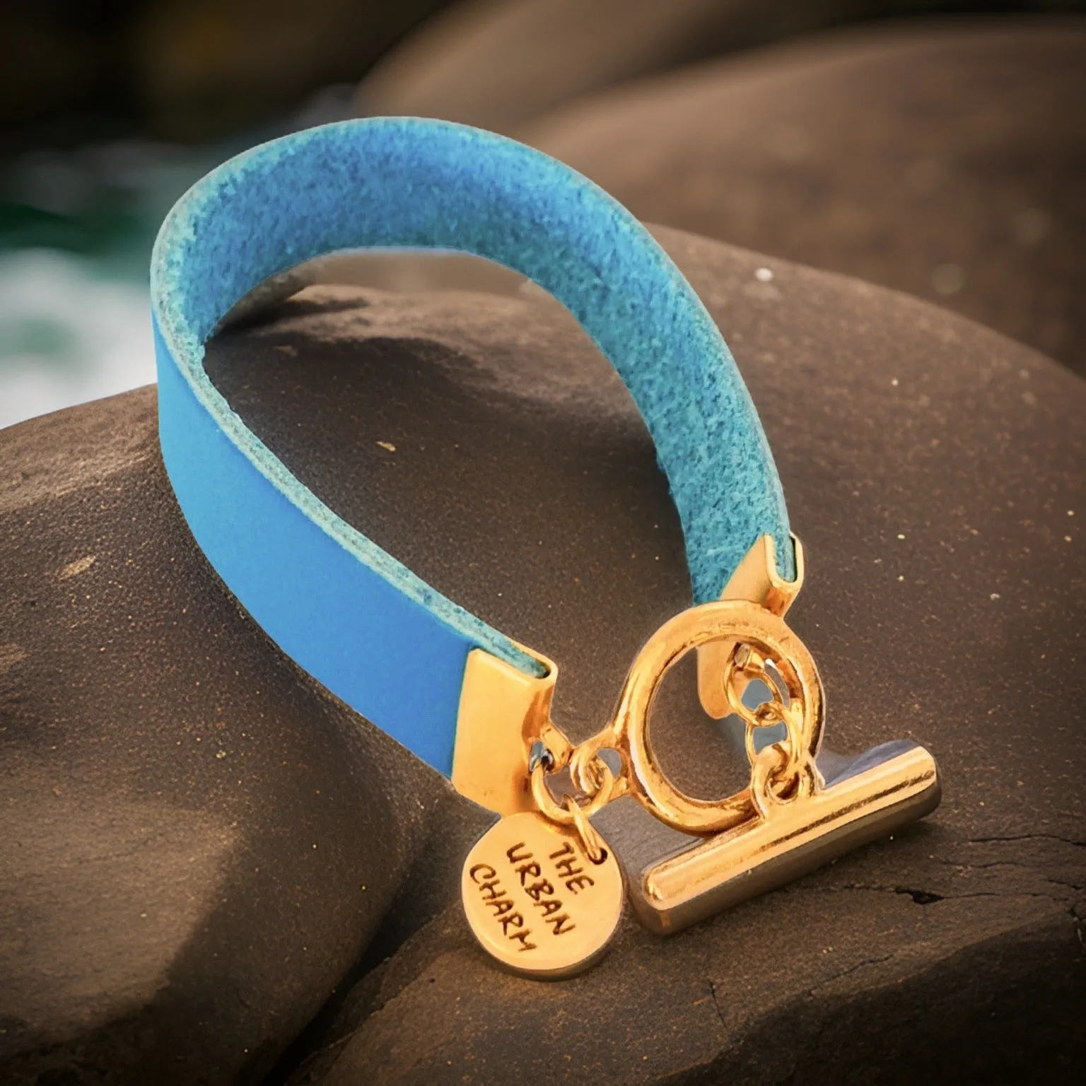 Baby Blue Leather Color Band Bracelet by The Urban Charm