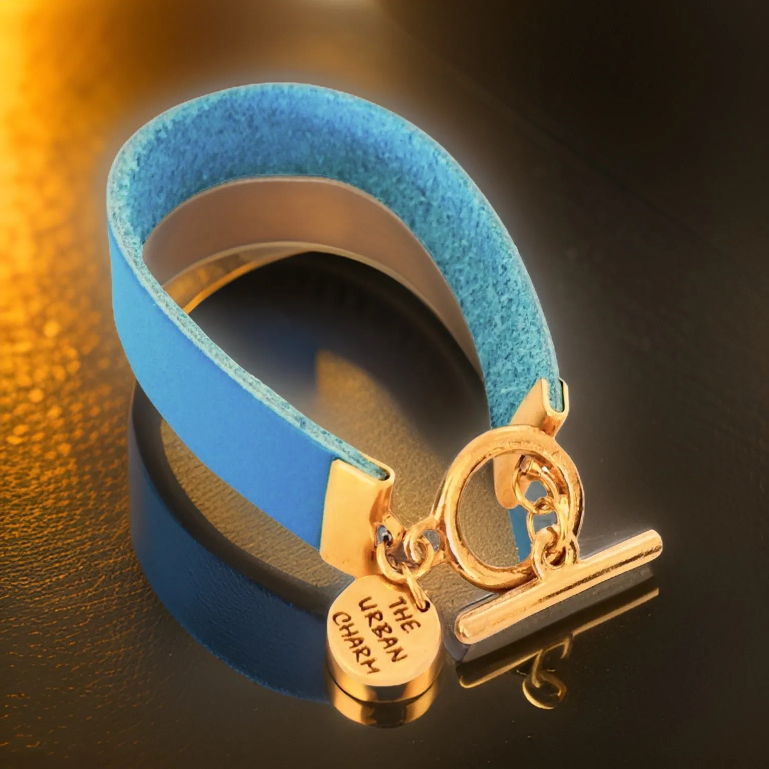 Baby Blue Leather Color Band Bracelet by The Urban Charm
