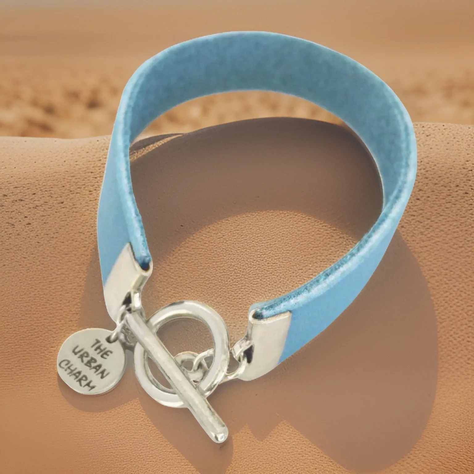Baby Blue Leather Color Band Bracelet by The Urban Charm
