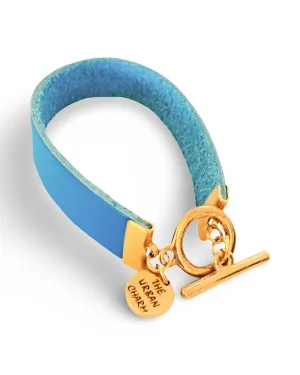 Baby Blue Leather Color Band Bracelet by The Urban Charm