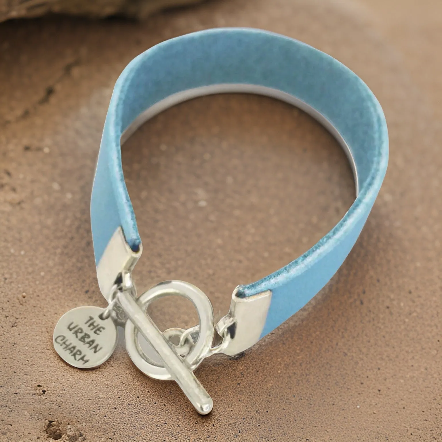 Baby Blue Leather Color Band Bracelet by The Urban Charm