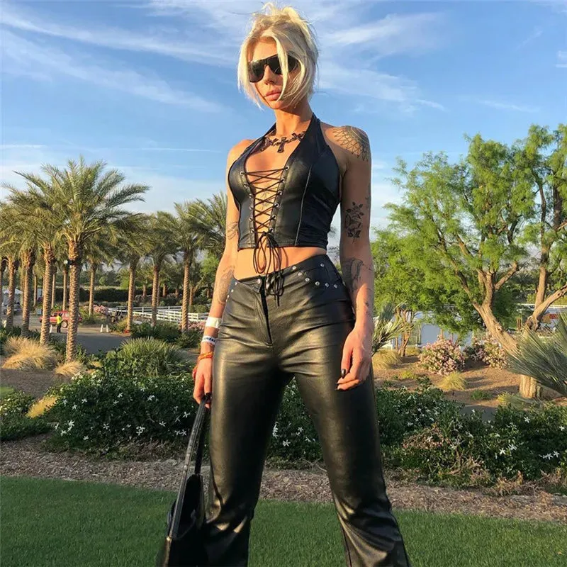 Backless Tie Up Crop Top