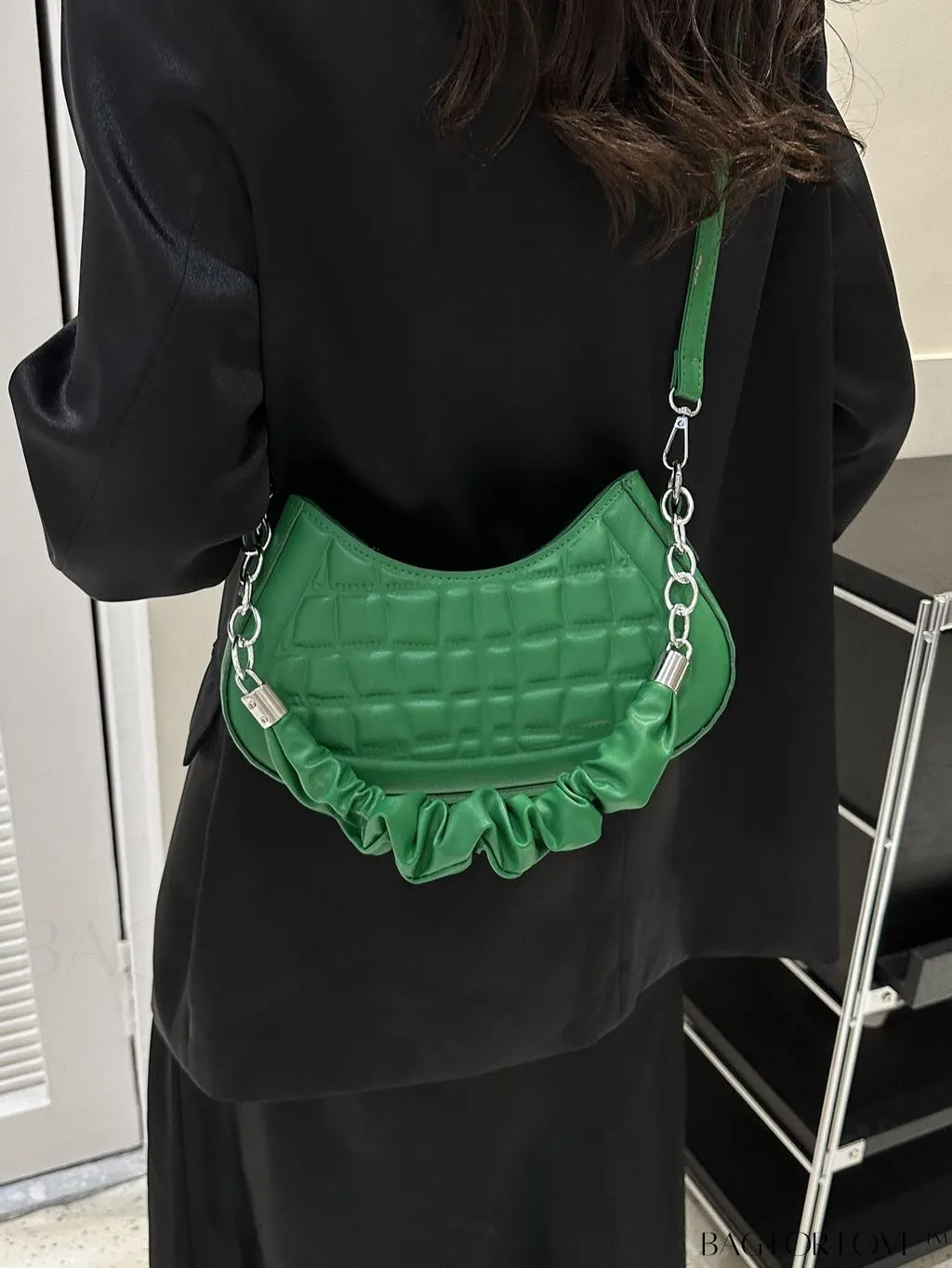 BagForLove - 2023 Fashionable Stone Textured Saddle Bag: Versatile and Elegant Shoulder/Crossbody Option