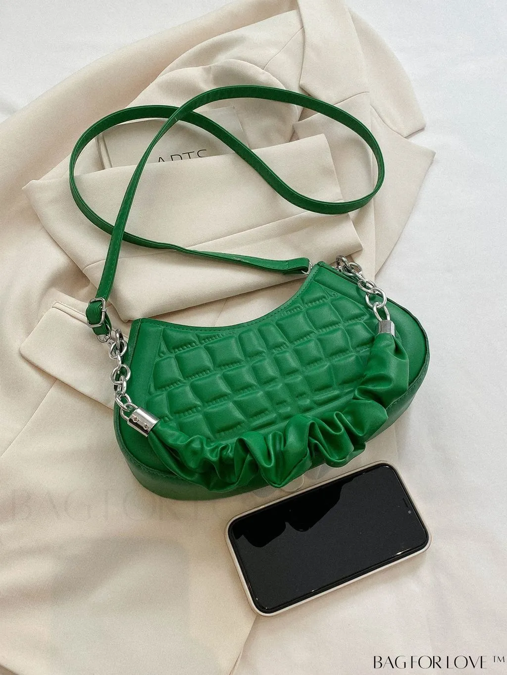 BagForLove - 2023 Fashionable Stone Textured Saddle Bag: Versatile and Elegant Shoulder/Crossbody Option