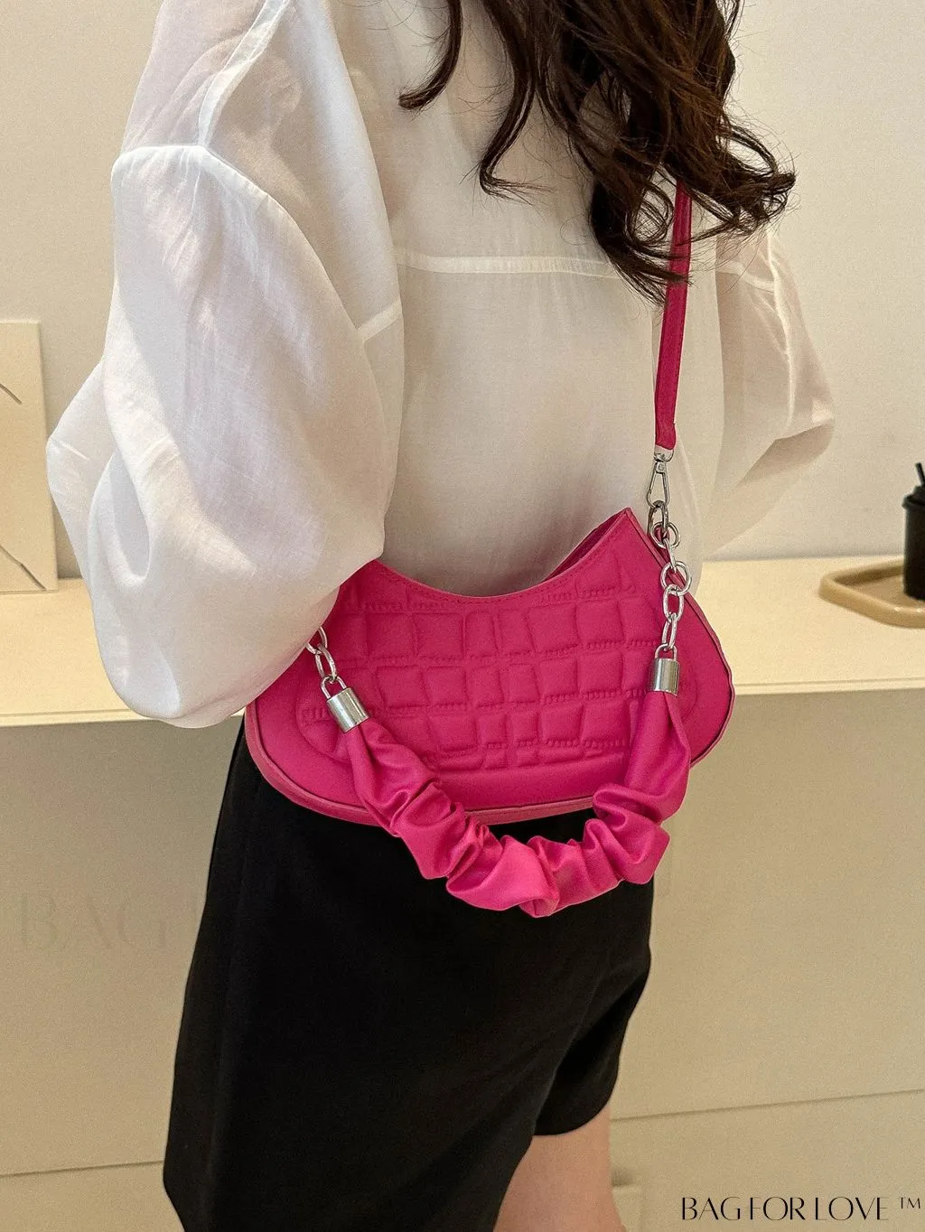 BagForLove - 2023 Fashionable Stone Textured Saddle Bag: Versatile and Elegant Shoulder/Crossbody Option