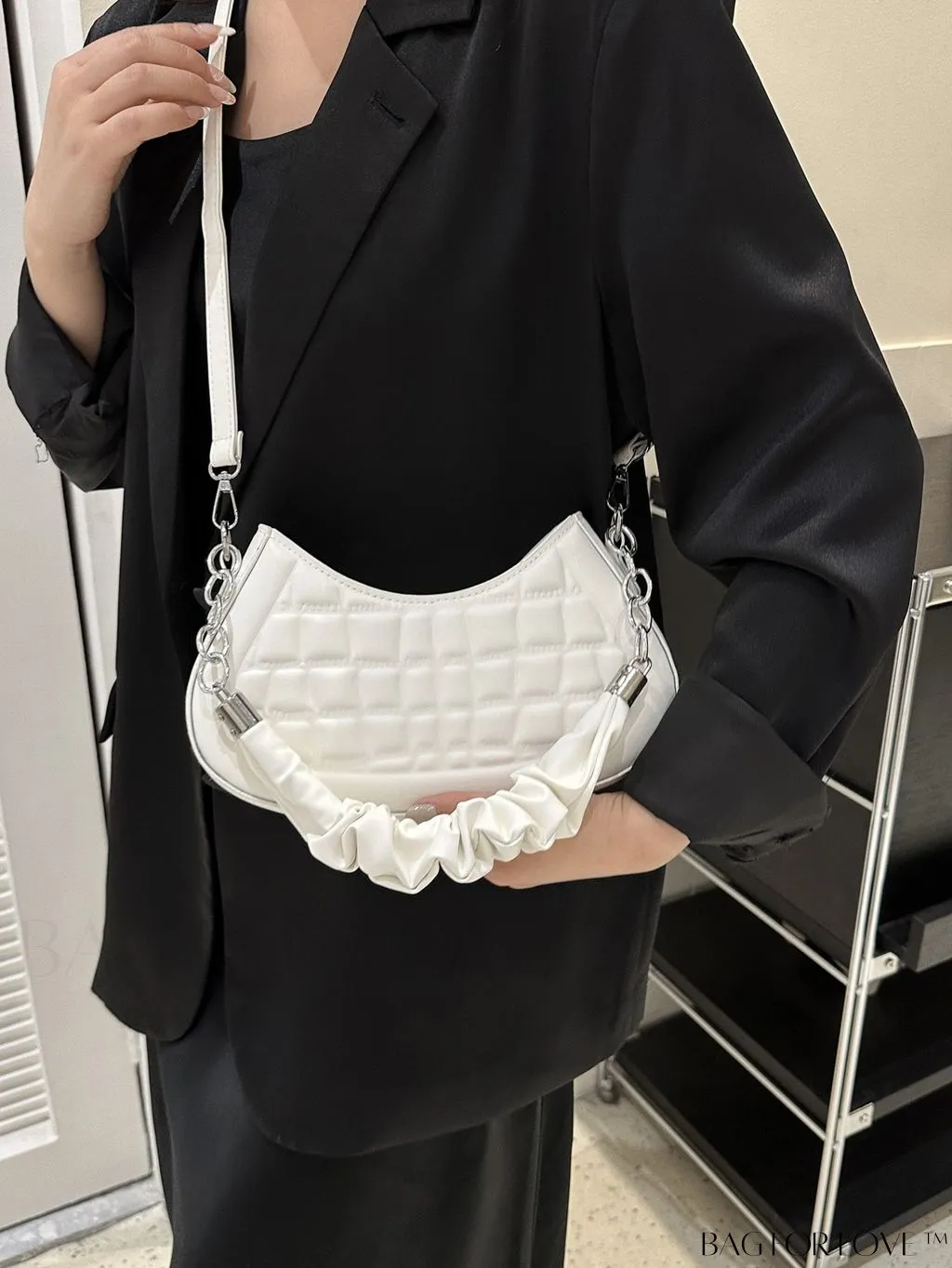 BagForLove - 2023 Fashionable Stone Textured Saddle Bag: Versatile and Elegant Shoulder/Crossbody Option