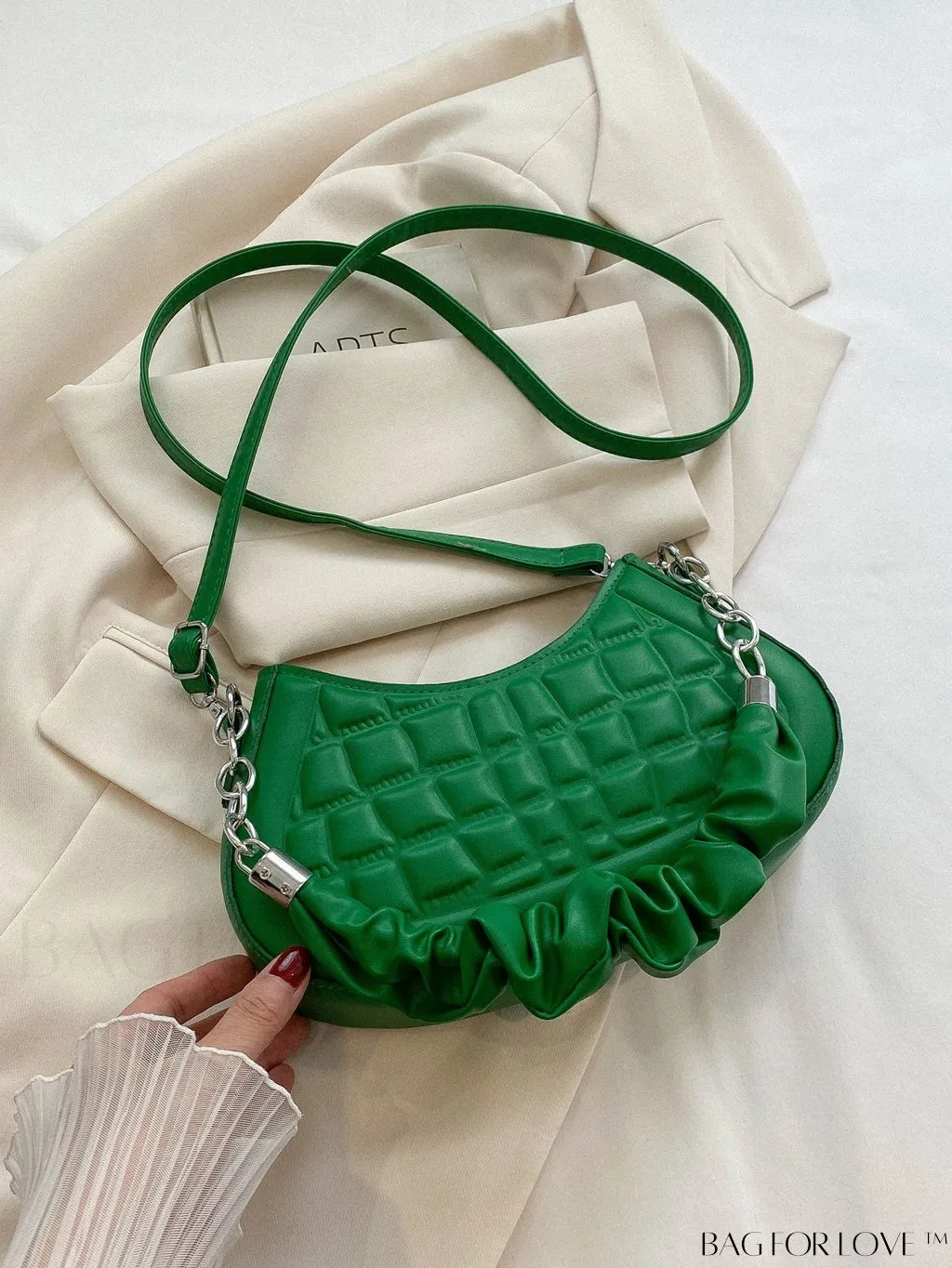 BagForLove - 2023 Fashionable Stone Textured Saddle Bag: Versatile and Elegant Shoulder/Crossbody Option