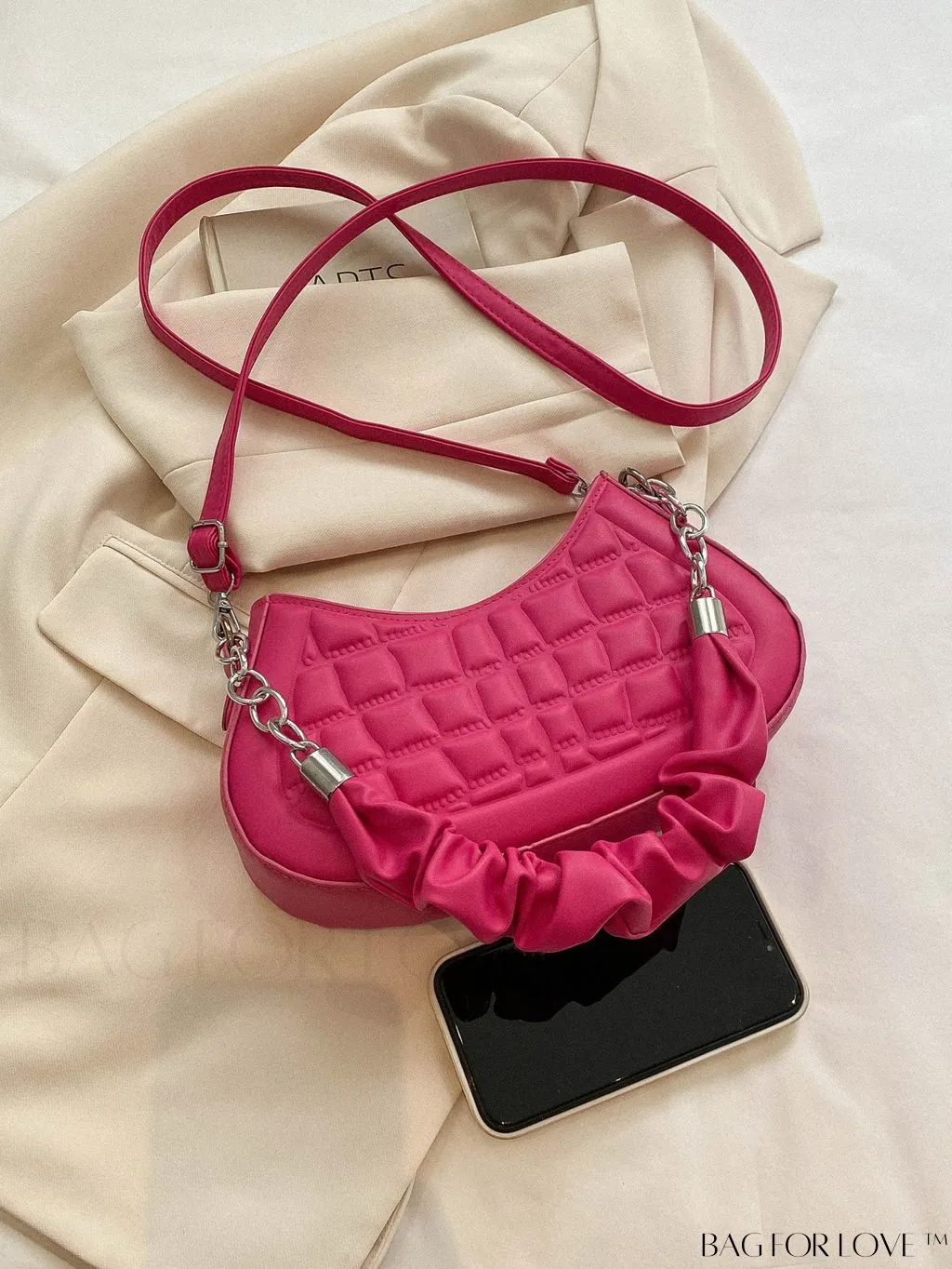 BagForLove - 2023 Fashionable Stone Textured Saddle Bag: Versatile and Elegant Shoulder/Crossbody Option