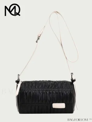 BagForLove - Stylish Black Square PU Shoulder Bag - Versatile Crossbody Option with Adjustable Strap